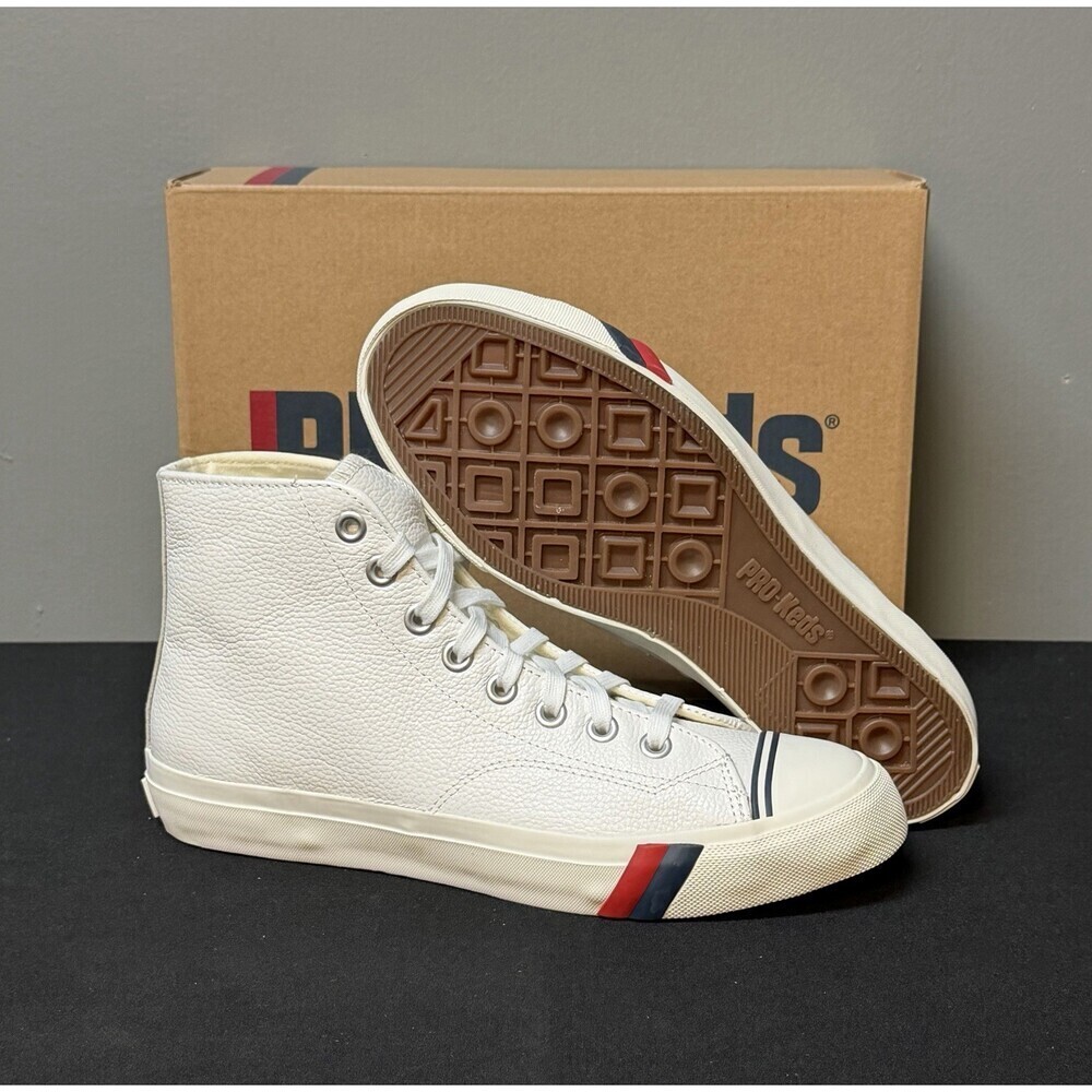 Pro-Keds Royal Men's size 11.5 Hi Lace Up White Leather Canvas Shoes Sneaker